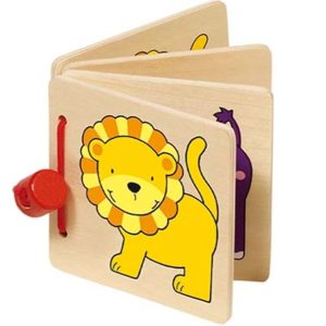 libro illustrato in legno animali